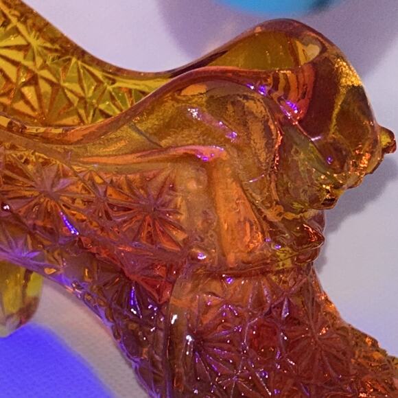Fenton Daisy and Button Amberina Glass Slipper Shoe W/ Cat Glows Vintage - Picture 13 of 14